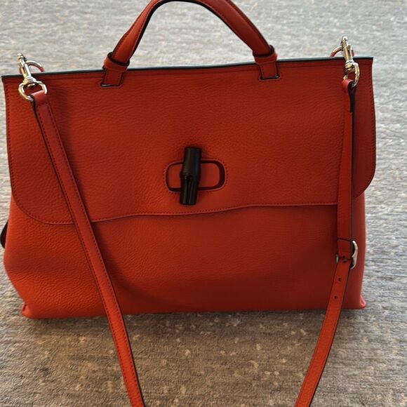 Gucci Bamboo Leather Top Handle Daily Bag Orange leather - Picture 4 of 16